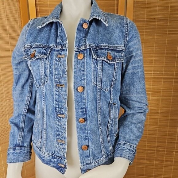 Madewell The Jean Jacket Womens S Classic Pinter Wash Blue Button Trucker Denim - Picture 2 of 10